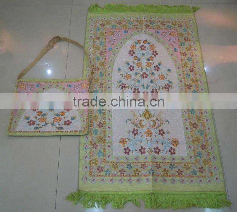 BT- 607adult muslim prayer mat and rugs with bag Haji gift
