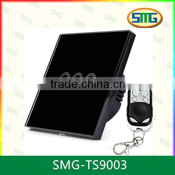SMG-TS9003 Crystal Glass Panel Switch Remote Control BS US EU Wall Switch Light