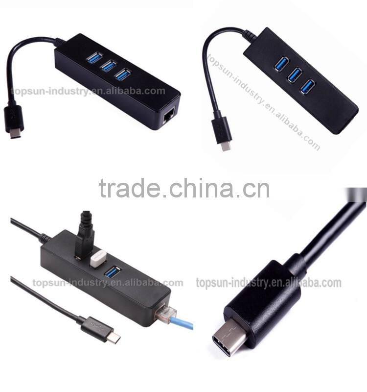 Factory price USB-C Type male to Ethernet and 3.0 USB date converter