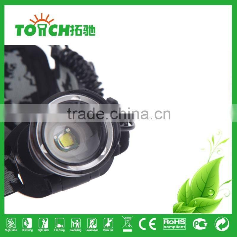 Zoomable CRE E XM-L T6 LED Headlight 4-Mode Adjustable 2*18650 Battary Light for Camping Hiking with Car Charger TL-7032