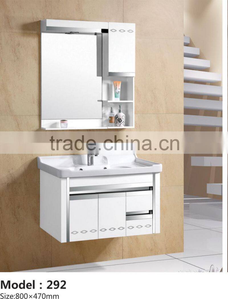 modern hanging popular cheap bathroom PVC cabinet with ceramic basin sink