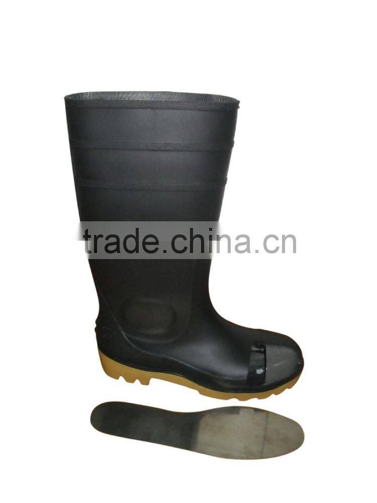 White PVC rain shoes with steel toe,safety rain boots