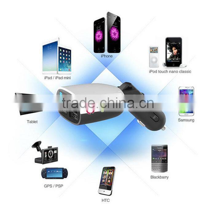 Dual LED Display USB Car Charger For Samsung Galaxy S6 Note 5 4 iPhone HTC White