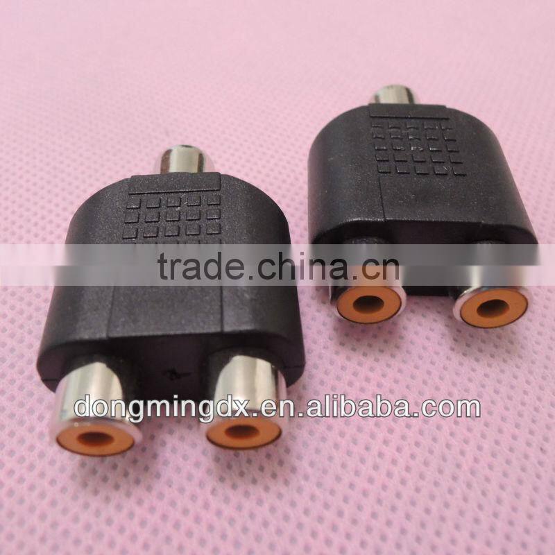Audio system black RCA female to RCA female connector adapter 2 to 1