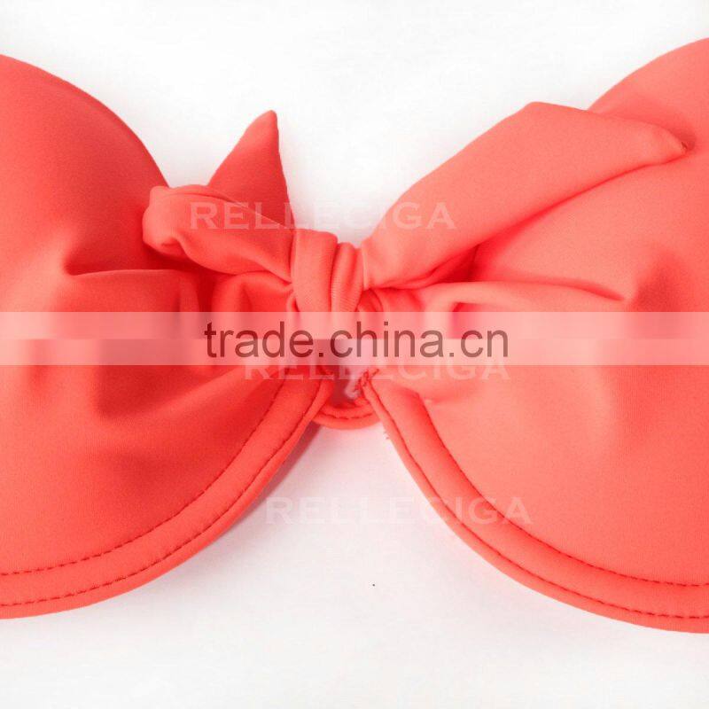 RELLECIGA 3/4 Cup Top Sexy Bikini Swimwear Series - Fully-lined Solid Fluorescent Orange Halter Top Sexy Girls Bikini