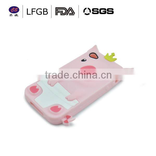 With stock! 2014 new design pig shape customized silicone cellphone case
