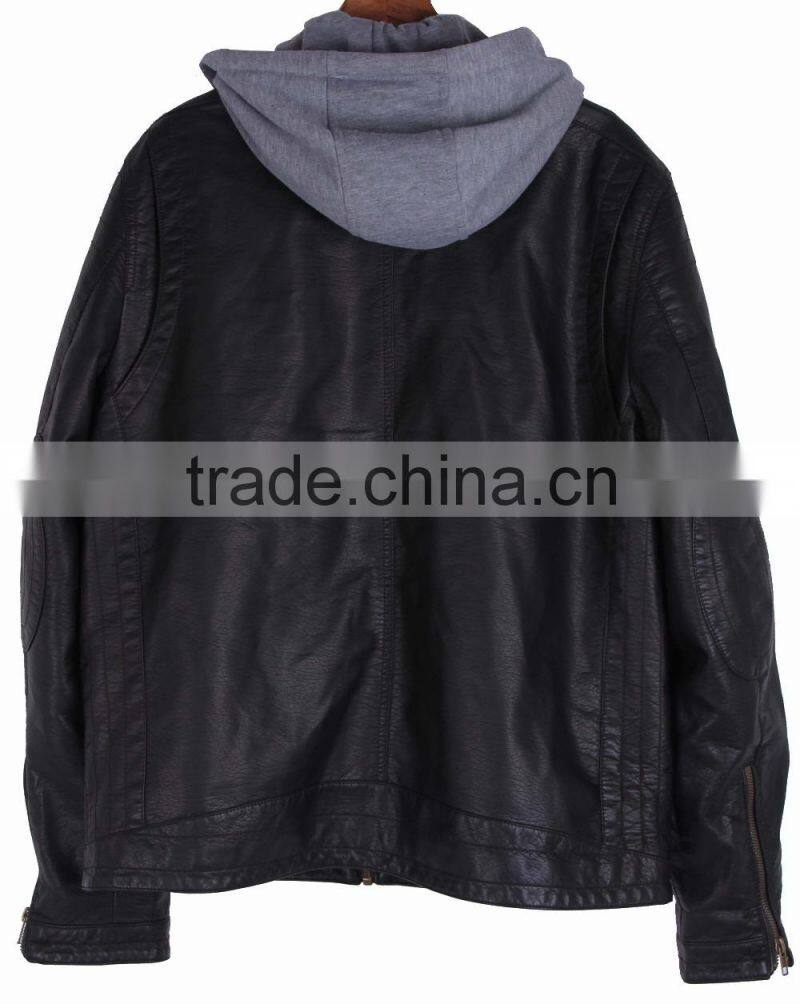 2015 new print men's leather jacket