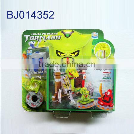 Happy kids toy intelligent diy 3d block ninja top set toy