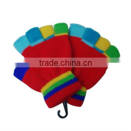 100% acrylic knitted fingerless magic glove with jacquard logo