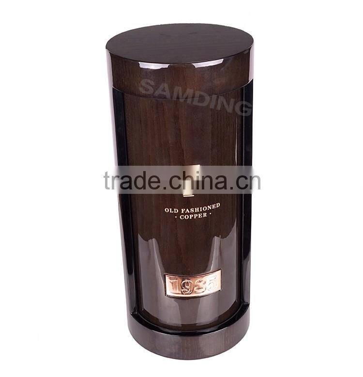 professional OEM wooden wine boxes wholesale beautiful round tube wine gift box
