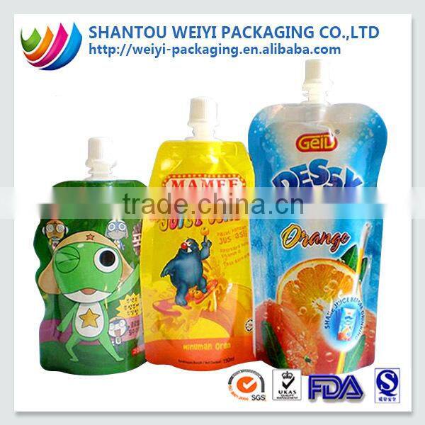 Customized printing doypack liquid stand up spout pouch,juice packaging spout pouch