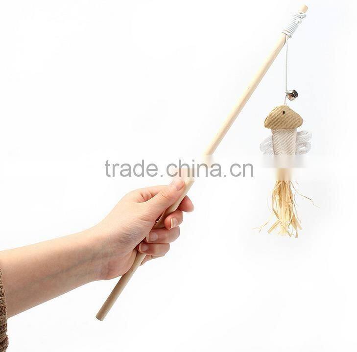 wooden cat teaser stick toy