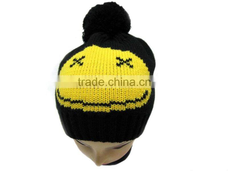 Factory directly custom cute children knit hats pompom beanie hats baby caps