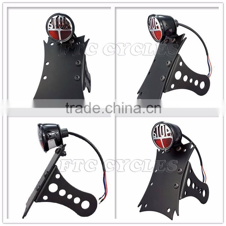 Motorcycle Horizontal Vertical Custom License Plate with Classic STOP Light