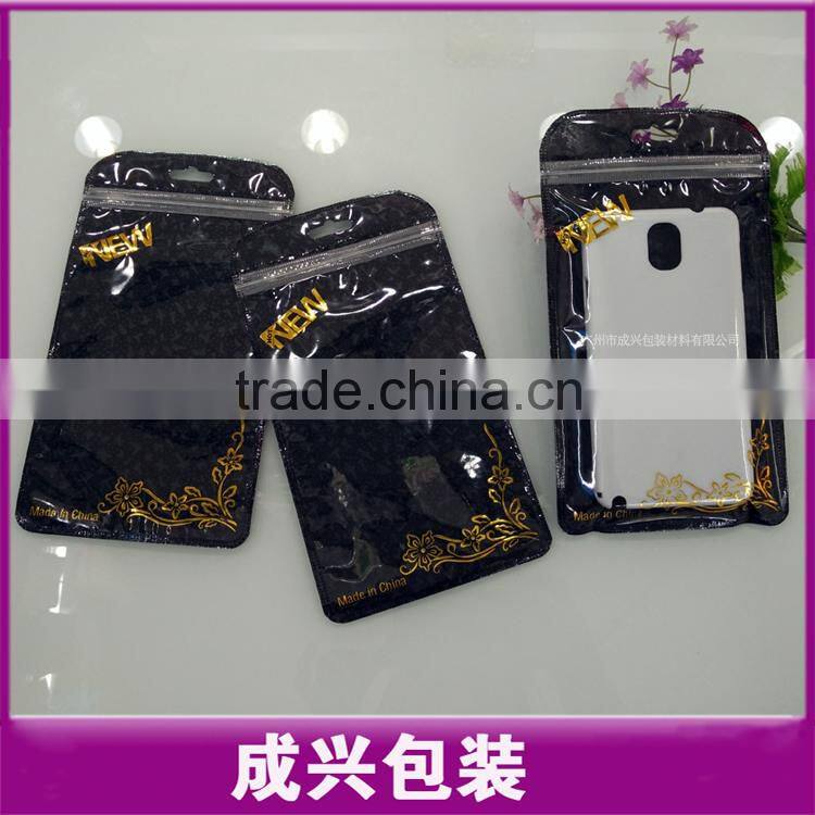 black zipper bag with printing/common design for iphone6 plus case/samsung NOTE5 phone case poly bag