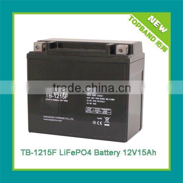 TB-1215F TOPBAND high quality LiFePO4 battery 12v 15ah with PCM protection for energy storage(1500-2000times)