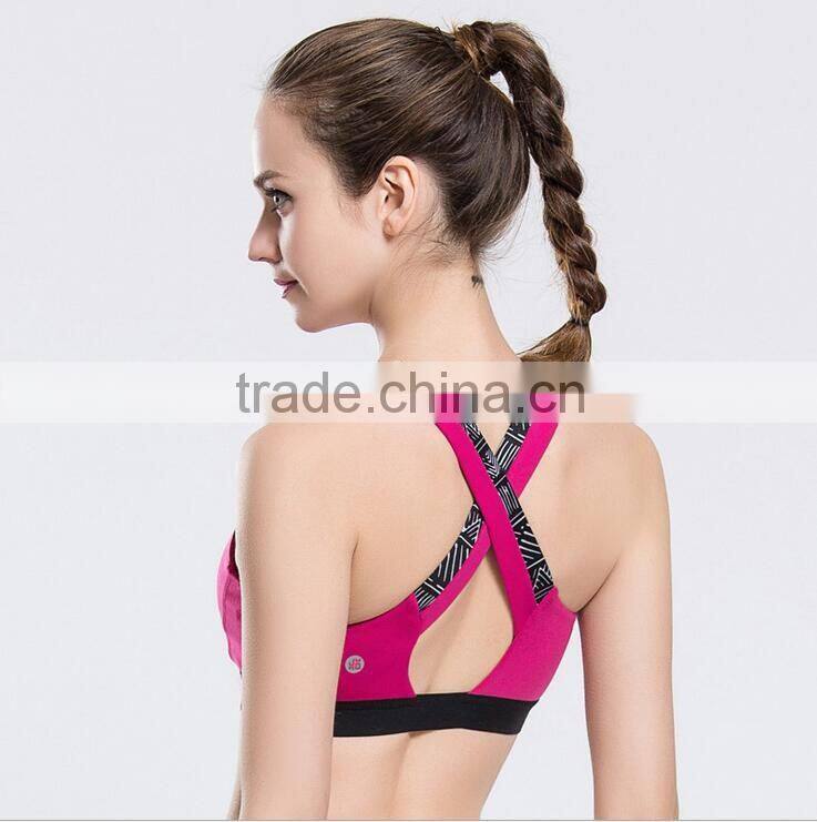Quick dry cross back women sport gym yoga bra top