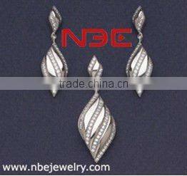 Fashion Wax micro pave setting jewelry set,small prong AAA grade cz quality rhodium wholesale costume silver jewellry set