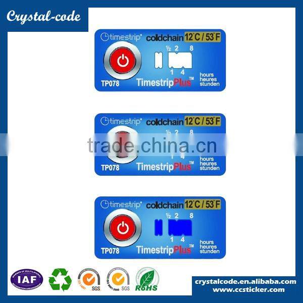 Self adhesive temperature indicator label sticker, heat sensitive color changing temperature sticker label