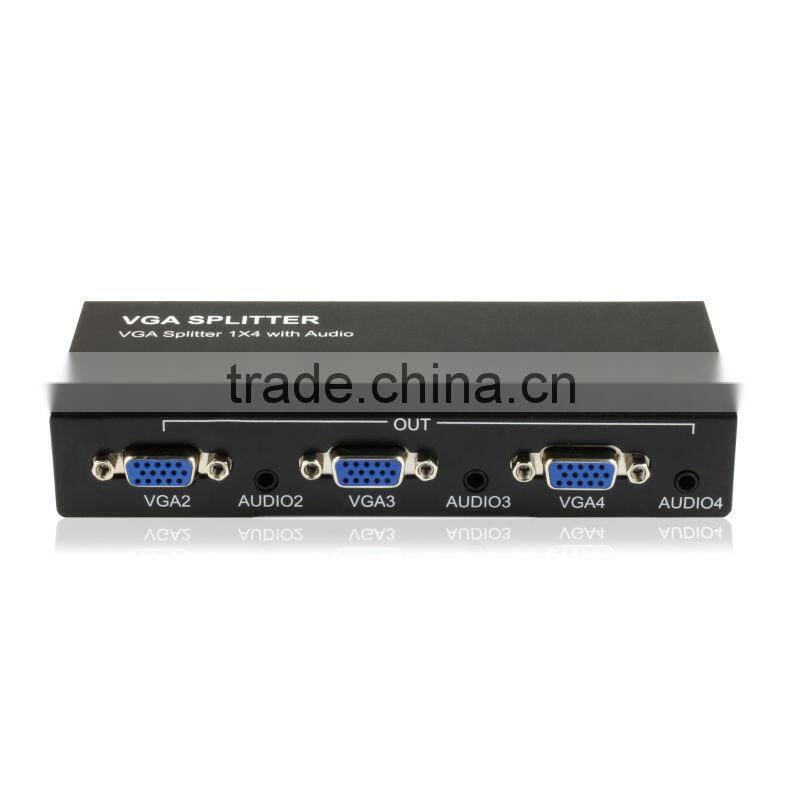 VGA Splitter 1x4 with audio Connects VGA Source to Four VGA Displays Simultaneously