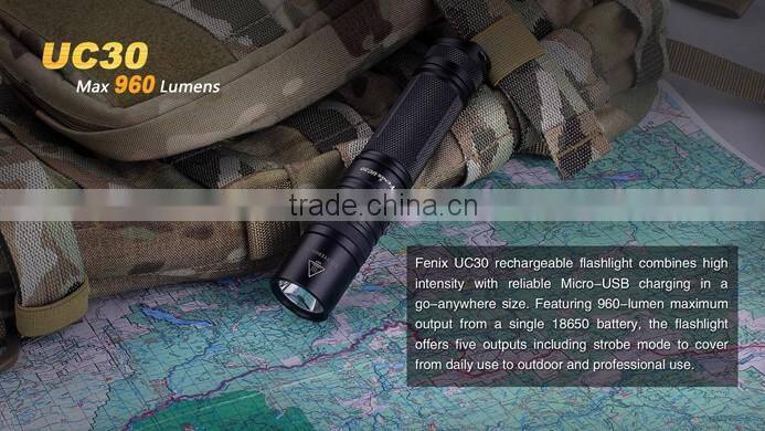 Fenix UC30 Flashlight XM-L2 U2 tatical Flashlight with low-power warning function with one 18650 battery need