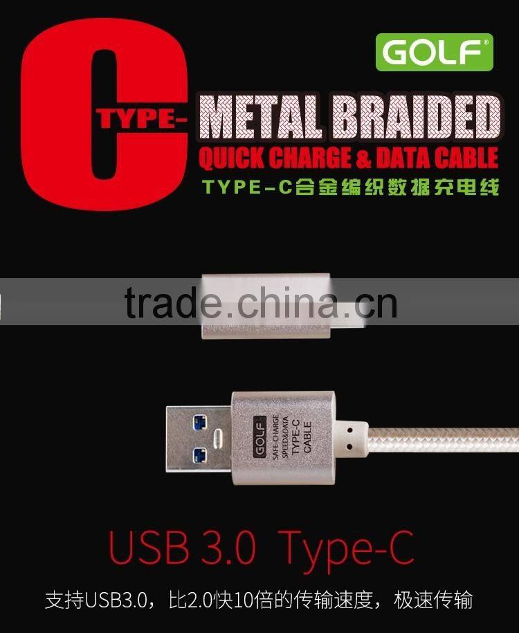 Original GOLF Fast Charger USB 3.0 Type-C Data Sync Charging Cable For Macbook / Nokia N1 / LeTV / Pro Type-C