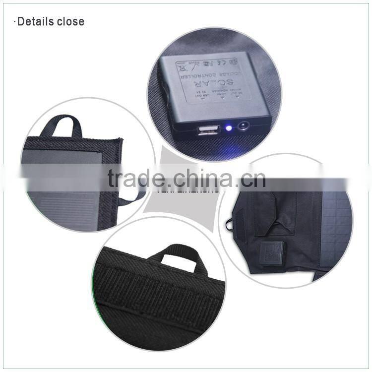 18w dual output foldable solar panel for mobile phone/power bank/laptop