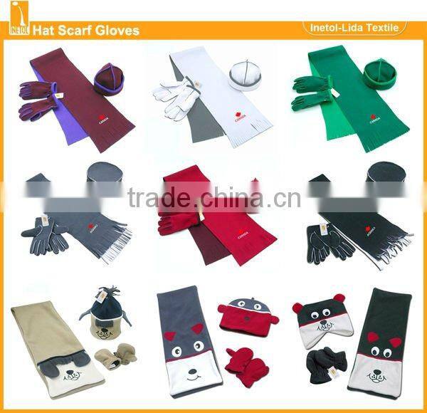 polar fleece hat scarf gloves set