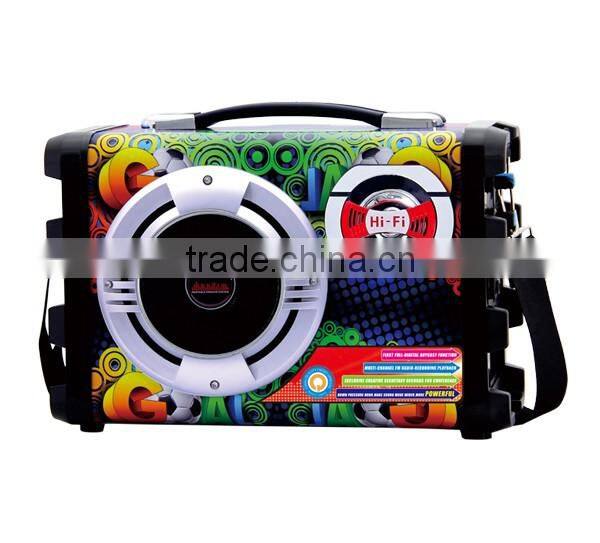 Mini X-Bass speaker, portable wooden bluetooth USB SD speaker with remote control