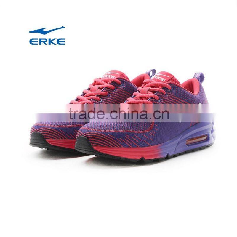 ERKE new breathable flyknit mesh sports brand womens running shoes with full length air cushion