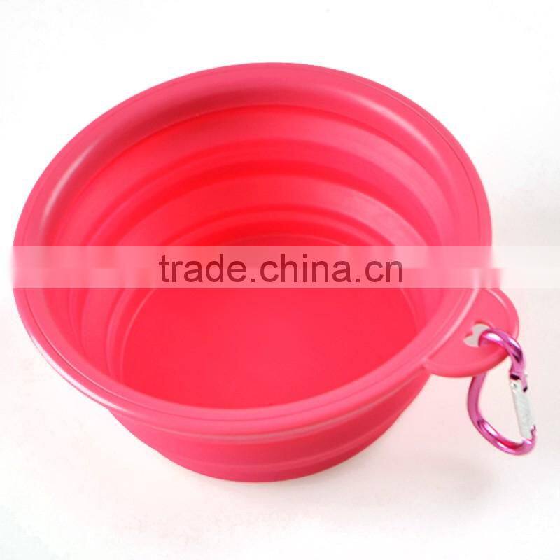 BPA free collapsible silicone pet travel bowl printing logo dog bowl