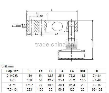 Durable single point shear beam load cell with foot GS348 with foot (0.1-10ton)