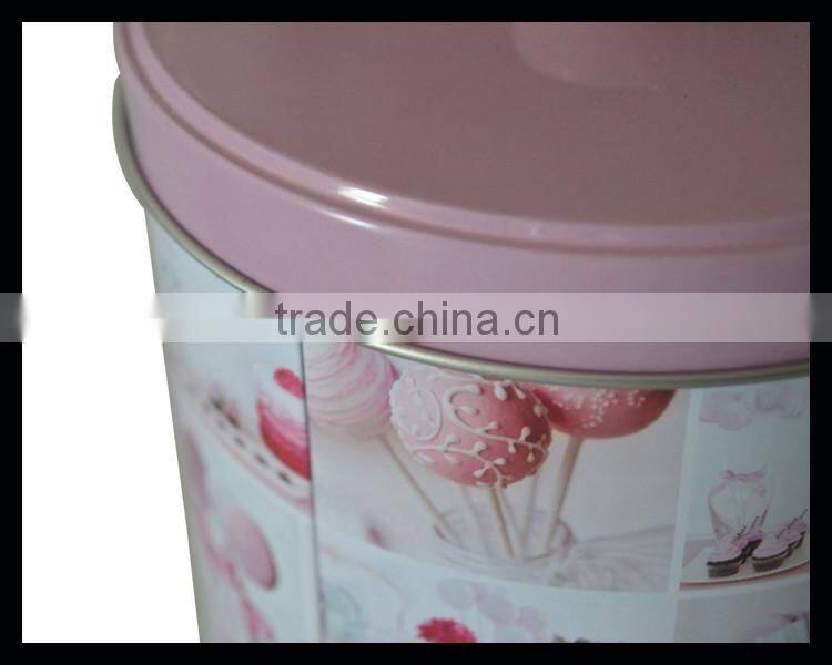 Elegant Pretty China Manufacturer Round Metal Cookie Tin Box With Handle