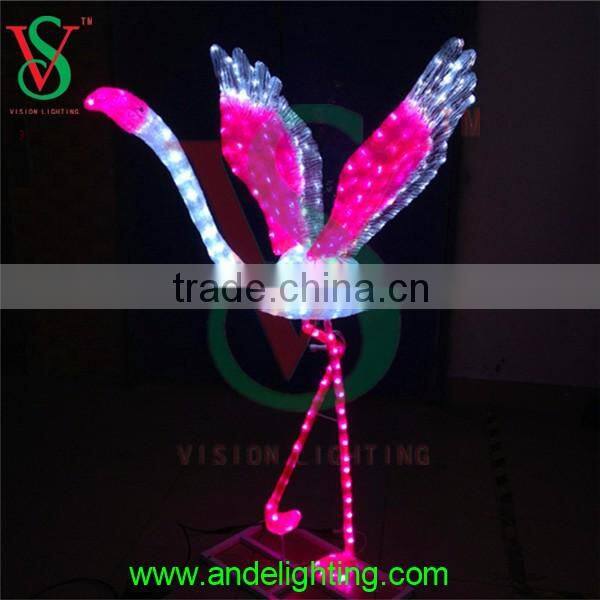 2016 new 3d motif animal light lighted flamingo led light for outdoor garden decoration