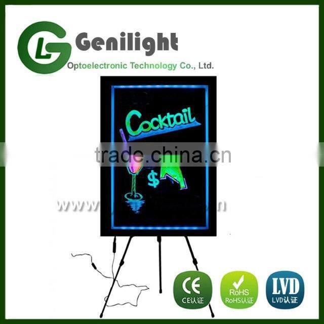 2016 Adjustable Height Neon Illuminated LED Writing Board Menu Sign with Tripod Stand