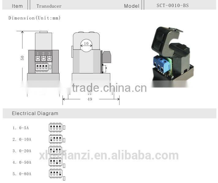 China 4-20mA Output DC Hall Effect Current Sensor