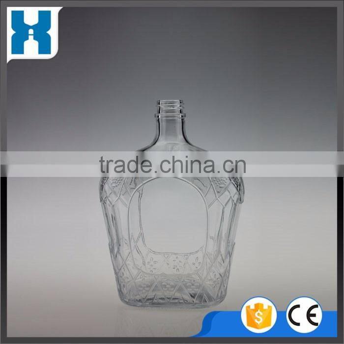 EMPTY FROSTED 1000ML WHISKY WINE GLASS BOTTLES