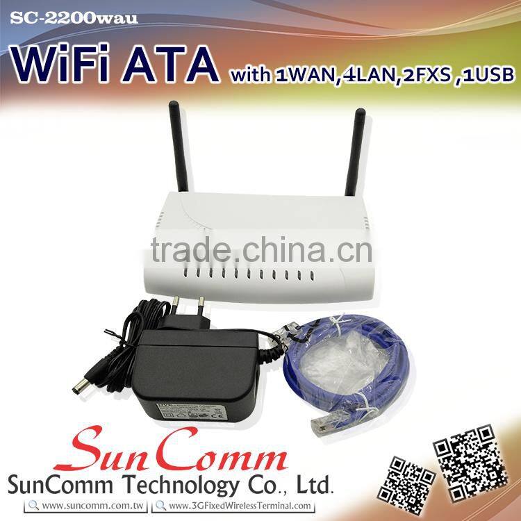SC-2200wau Smart voip Wifi ATA with 1 WAN , 4LAN , 2FXS, 1USB,Gigabit, 802.11b/g/n