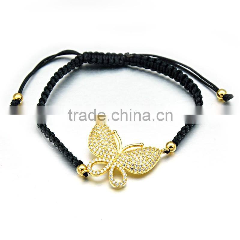 womens handmade rope bracelet gold plated butterfly charm bracelet