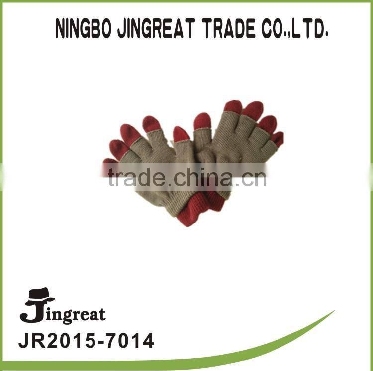gray and red children plain custom knitted keep warm glove