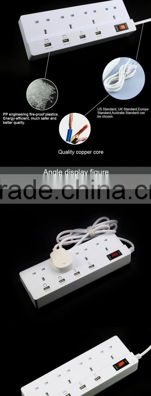 4 Outlet/Home Office Surge Protector with 4 Port Desktop USB Charging Station