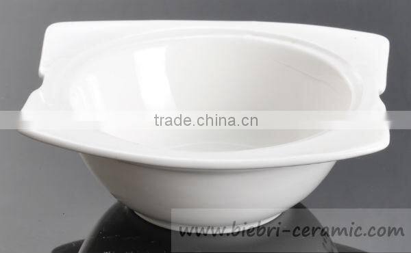 Wholesale Antique Super White Decal Printing Square Shaped Dessert Salad Soup Service Bowls Ceramic Porcelain Fine Bone China