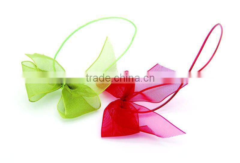 colorful trumph ribbon bow with elastic loop,pre-made ribbon bow
