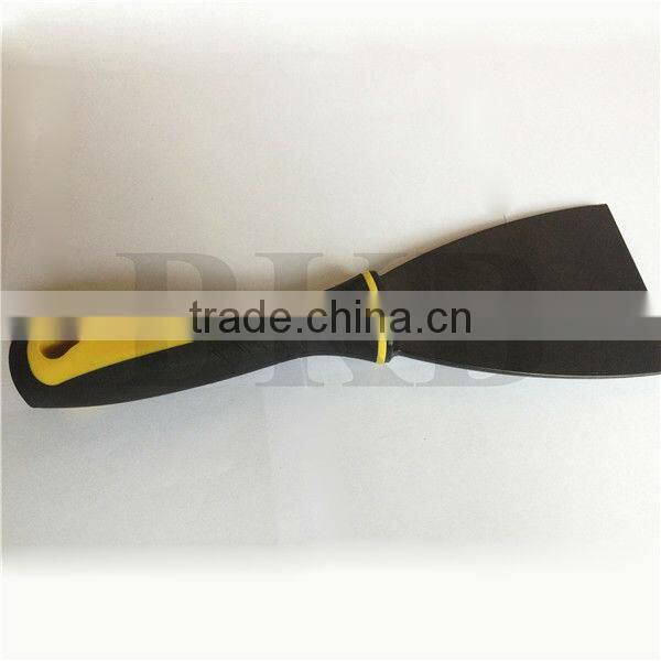 3 inch black plastic putty knife with rubber handle