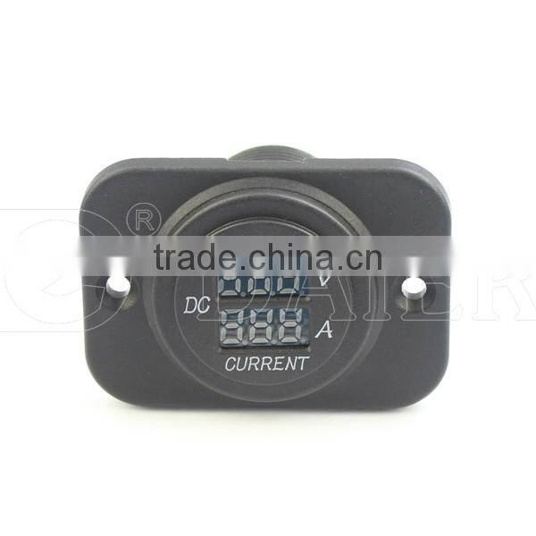 Dual Port Car DC 12-24V Digital Ammeter And Voltmeter Socket