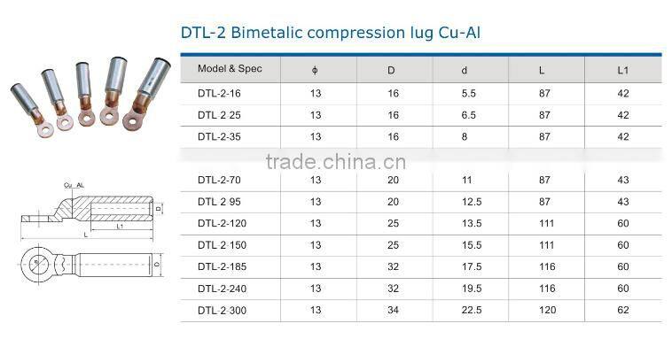 HEIGHT DTL-2 Bimetailc Compression lug Cu-Al factory price with high quality