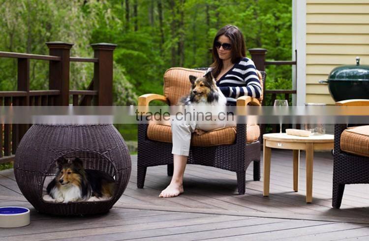 High quality dark brown PE wicker woven large dog house for sale
