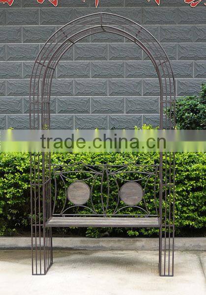 Antique Brown Garden Bench with Arbour