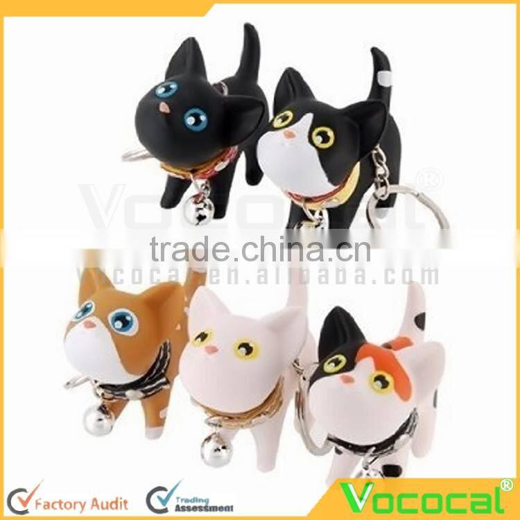 Vinyl Cat Doll Pendant Metal Stainless Steel Key Ring Keychain