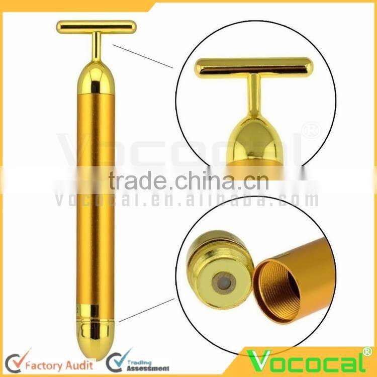 Beauty Bar 24k Golden Pulse Facial Massager T Shape Energy Beauty Bar Beauty Accessory